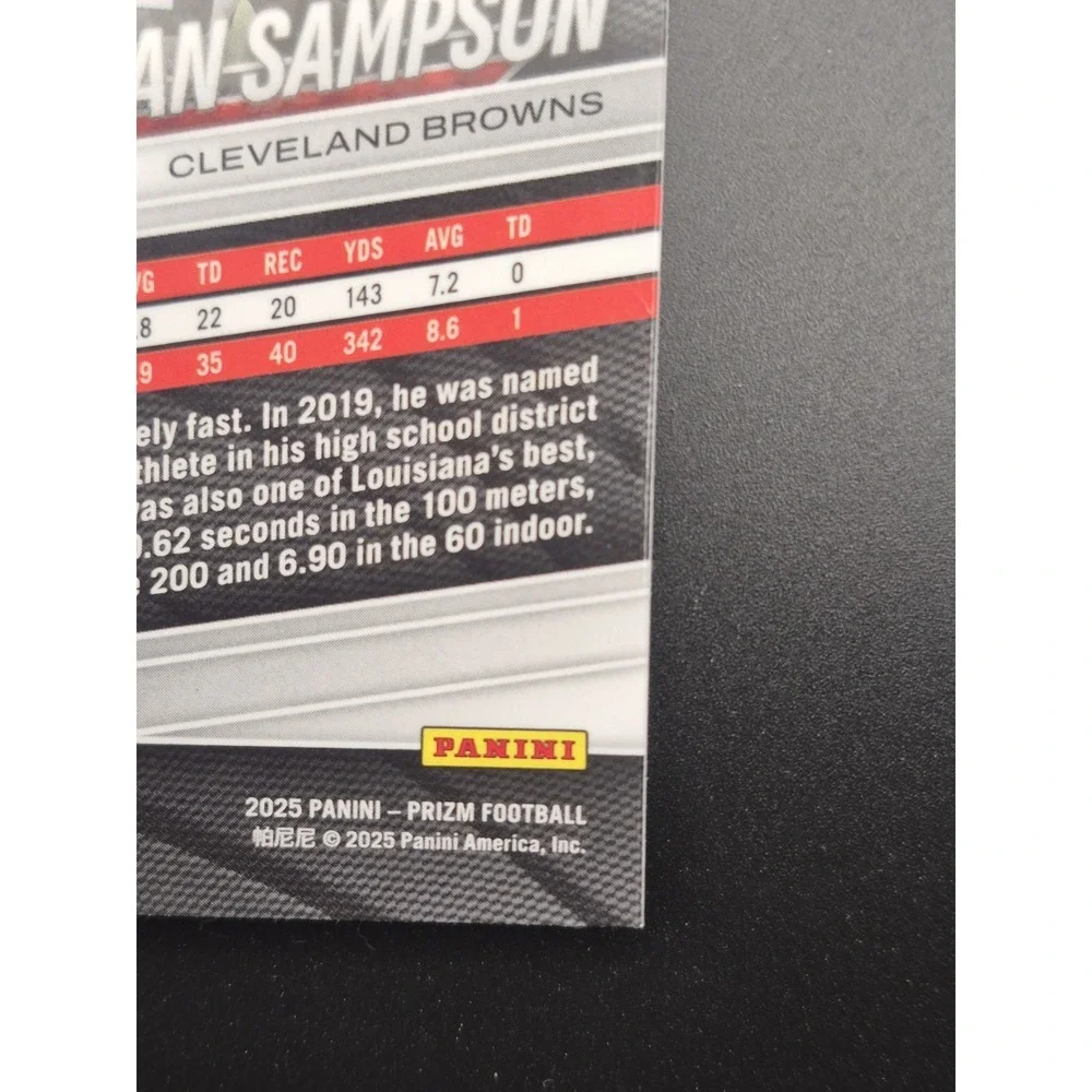 2025 Panini Prizm Dylan Sampson #365 Rookie Orange Cracked Ice (RC) Browns